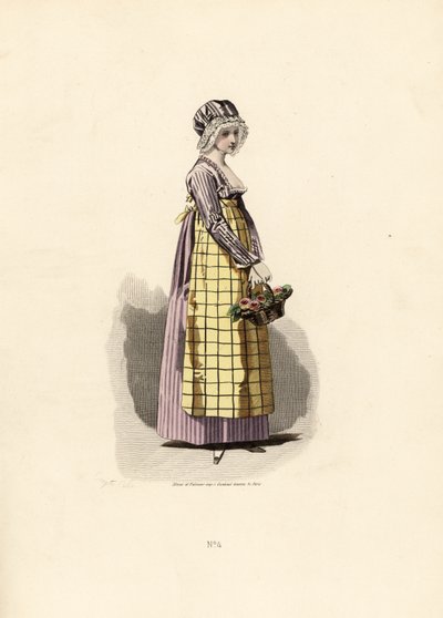 Femme en robe couleur pensée avec tablier couleur paille - Francois Claudius (after) Compte Calix