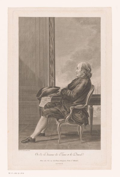 Portrait de Benjamin Franklin assis de profil sur une chaise - Francois Denis Nee