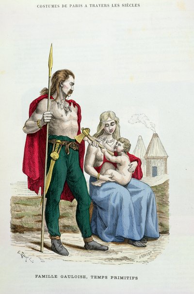 Une famille gauloise dans les temps anciens, illustration de 