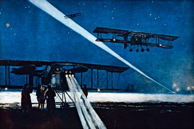 Retour de vol de nuit, bombardement simulé - Francois Flameng