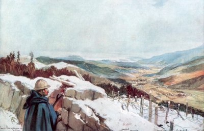 Tranchées surplombant la vallée de Munster avec le Rhin au loin, janvier 1916, 1926 - Francois Flameng