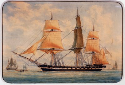 La corvette La Favorita, aquarelle de François Roux (1811-1882), France - Francois Geoffroy Roux