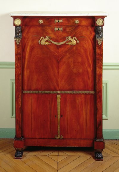 Bureau à écrire avec couvercle (or, acajou, marbre et bronze) - Francois H. G. attr. to Jacob Desmalter