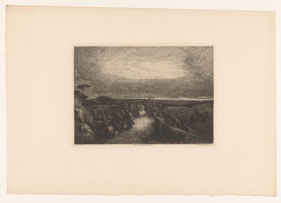Paysage avec cavalier dans une foule - Francois Nicolas Chifflart