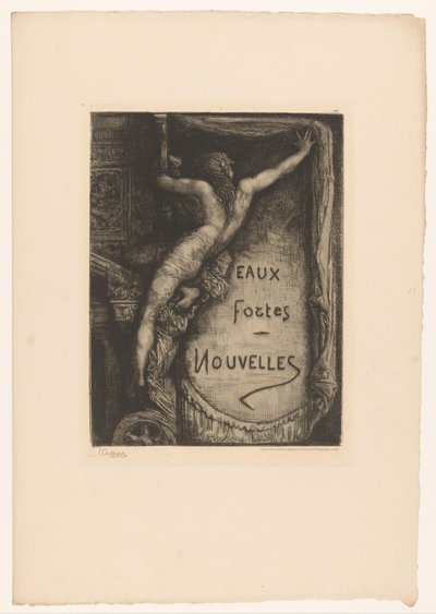 Page de titre avec une femme nue révélant le titre (L
