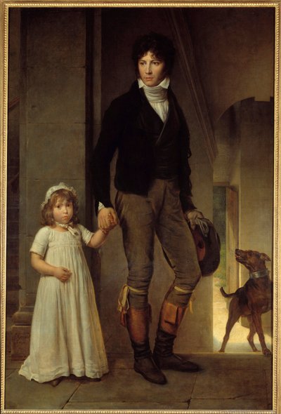 Portrait en pied du peintre Jean Baptiste Isabey (1767-1855) et de sa fille Peinture de François Gérard (1770-1837) 1795 - Baron François Pascal Simon Gérard