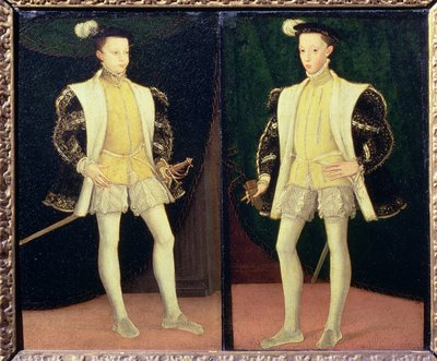 De gauche à droite François II (1544-60) et Charles IX (1550-74) de France - Francois workshop of Clouet
