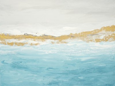 Paysage marin abstrait « Blue Gold » - Françoise Wattré