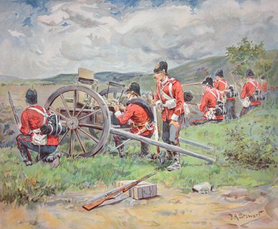 Troupes britanniques utilisant une mitrailleuse Maxim pendant des manœuvres - Frank Algenon Stewart