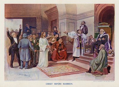 Le Christ devant Mammon (lithographie couleur) - Frank Beard