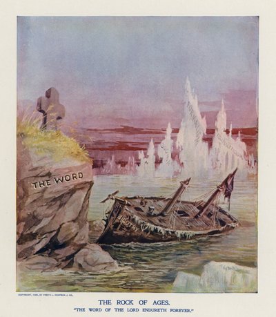 Le rocher des âges (lithographie couleur) - Frank Beard