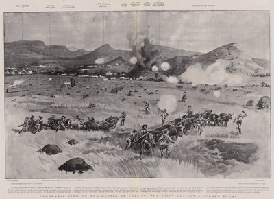 Vue Panoramique de la Bataille de Colenso, le Combat contre un Ennemi Caché - Frank Craig
