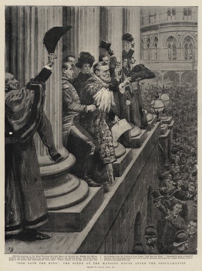 Dieu sauve le roi, la scène au Mansion House après la proclamation - Frank Dadd