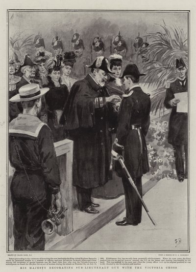 Sa Majesté décorant le sous-lieutenant Guy de la Croix de Victoria - Frank Dadd