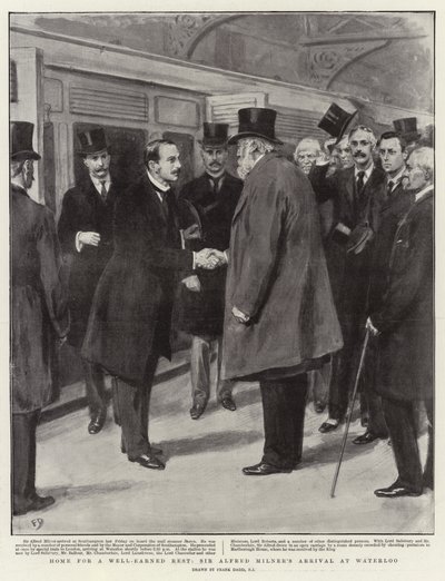 Maison pour un repos bien mérité, arrivée de Sir Alfred Milner à Waterloo - Frank Dadd