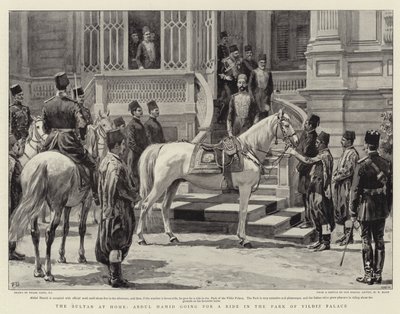 Le Sultan chez lui, Abdul Hamid se promenant dans le parc du palais de Yildiz - Frank Dadd