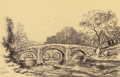 Pont de Cromwell sur le Hodder (lithographie) - Frank Greenwood