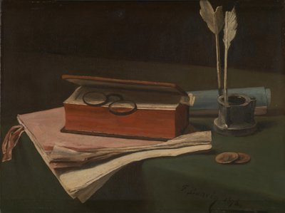 Nature morte avec livre, papiers et encrier, 1876 - François Bonvin