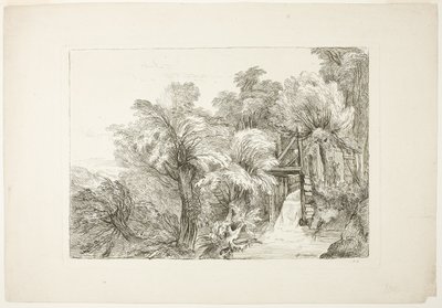 A Mill Lock in the Middle of Willows, plate 97 from Figures de différents caractères, de Paysages, et d’Etudes dessinées d