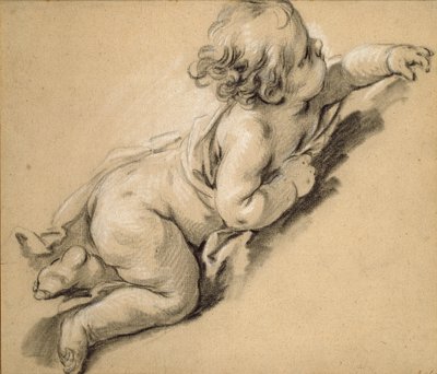 Un putto allongé à droite - François Boucher