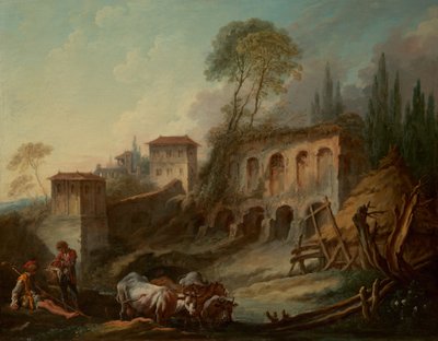 Paysage imaginaire avec la colline Palatine depuis Campo Vaccino, 1734 - François Boucher