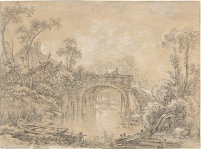 Paysage avec un pont rustique - François Boucher