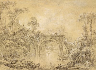 Paysage avec un Pont Rustique, vers 1740 - François Boucher