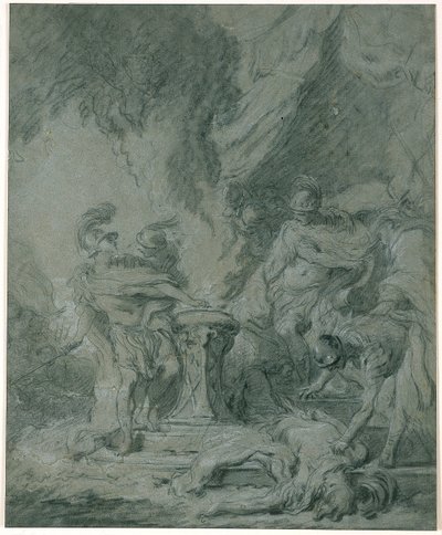 Mucius Scaevola met la main au feu - François Boucher