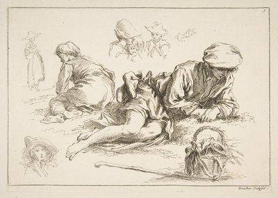 Feuille de croquis, vers 1735 - François Boucher