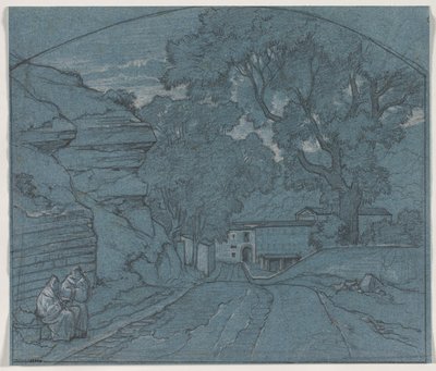 Paysage avec deux moines - François Edouard Bertin