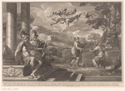 Personnifications assises du Génie et de la Philosophie avec des nymphes plantant des roses - François Spierre
