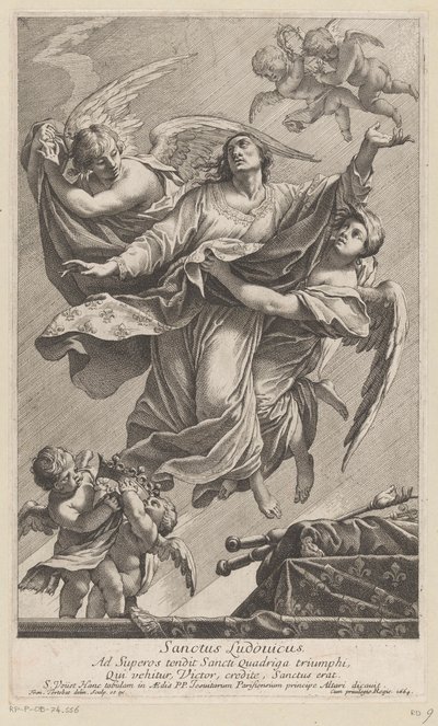 Saint Louis IX porté au ciel par deux anges - François Tortebat