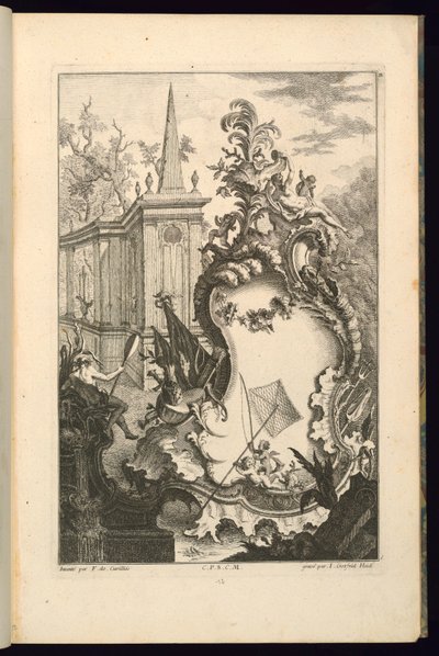 Conception pour une fontaine avec deux putti et un filet de pêche - François de Cuvilliés the Elder