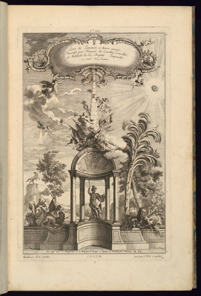 Conception pour panneaux avec Tempietto avec Minerve, couronné par un obélisque et la Victoire - François de Cuvilliés the Elder
