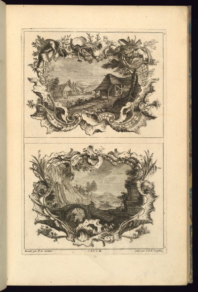 Conception pour deux cartouches - François de Cuvilliés the Elder