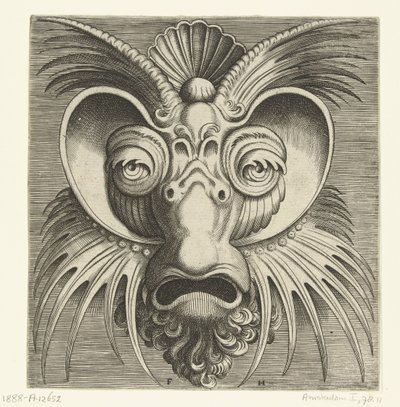 Masque avec des assiettes autour des yeux et des crêtes dentelées sur les joues et le front - Frans Huys