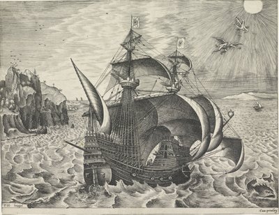 Navire à voile avec la chute d