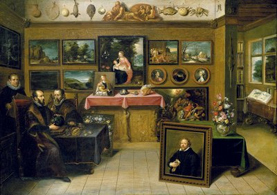 Cabinet de collectionneur avec Abraham Ortelius et Justus Lipsius, 1618 - Frans II the Younger Francken