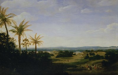 Paysage brésilien avec la résidence portugaise, l