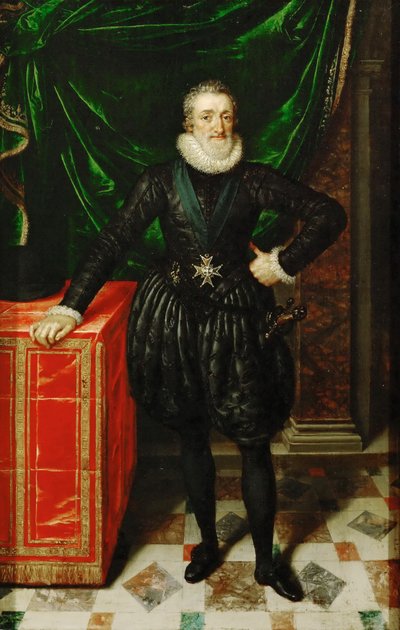 French: Portrait de Henri IV (1553-1610), roi de France, en costume noir Henry IV, King of France in Black Dress - Frans Pourbus the Younger