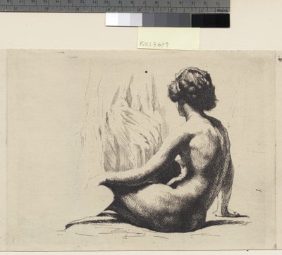 Modèle féminin nu assis sur le sol - Frans Schwartz