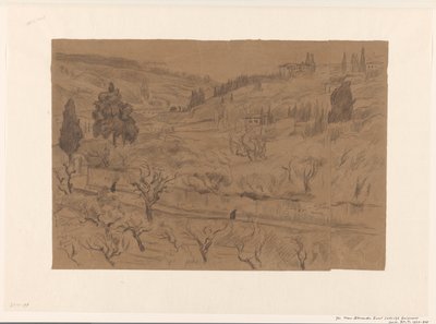 Paysage de collines italiennes avec maisons et arbres - Frans Alexander Evert Lodewijk Smissaert