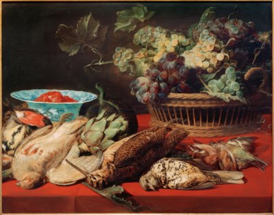 Nature morte – Panier avec raisins, oiseaux et fraises - Frans Snyders