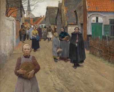 La distribution de pain dans le village - Frans van Leemputten
