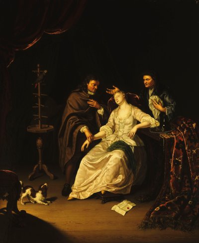 Un médecin soignant une fille évanouie, 1713 - Frans van the Younger Mieris