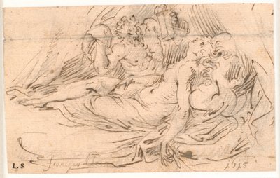 Femme endormie espionnée par un satyre avec une lanterne à la main - Frantz Cleyn