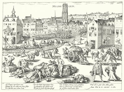 Saccage de Malines par les Espagnols - Franz (after) Hogenberg