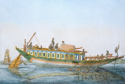 Badjera, un bateau fluvial avec une grande pagaie gouvernail, de 