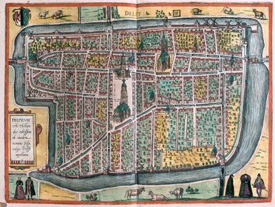 Delft, Pays-Bas (gravure) - Franz Hogenberg