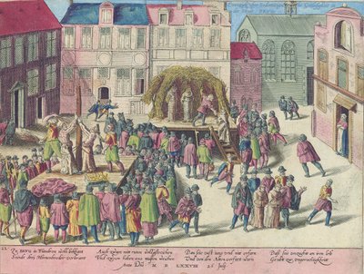 Exécution à Bruges par brûlage de trois frères pour sodomie, 28 juin 1578 - Franz Hogenberg